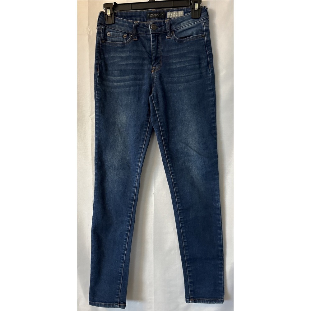 Aeropostale High Waisted Jegging Denim Medium Wash Jeans Womens Size 0 Blue